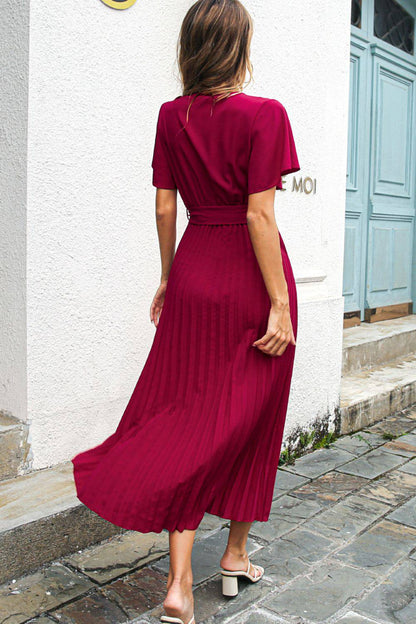 Midikleid mit Überwurfärmeln, Gürtel und Überwurf