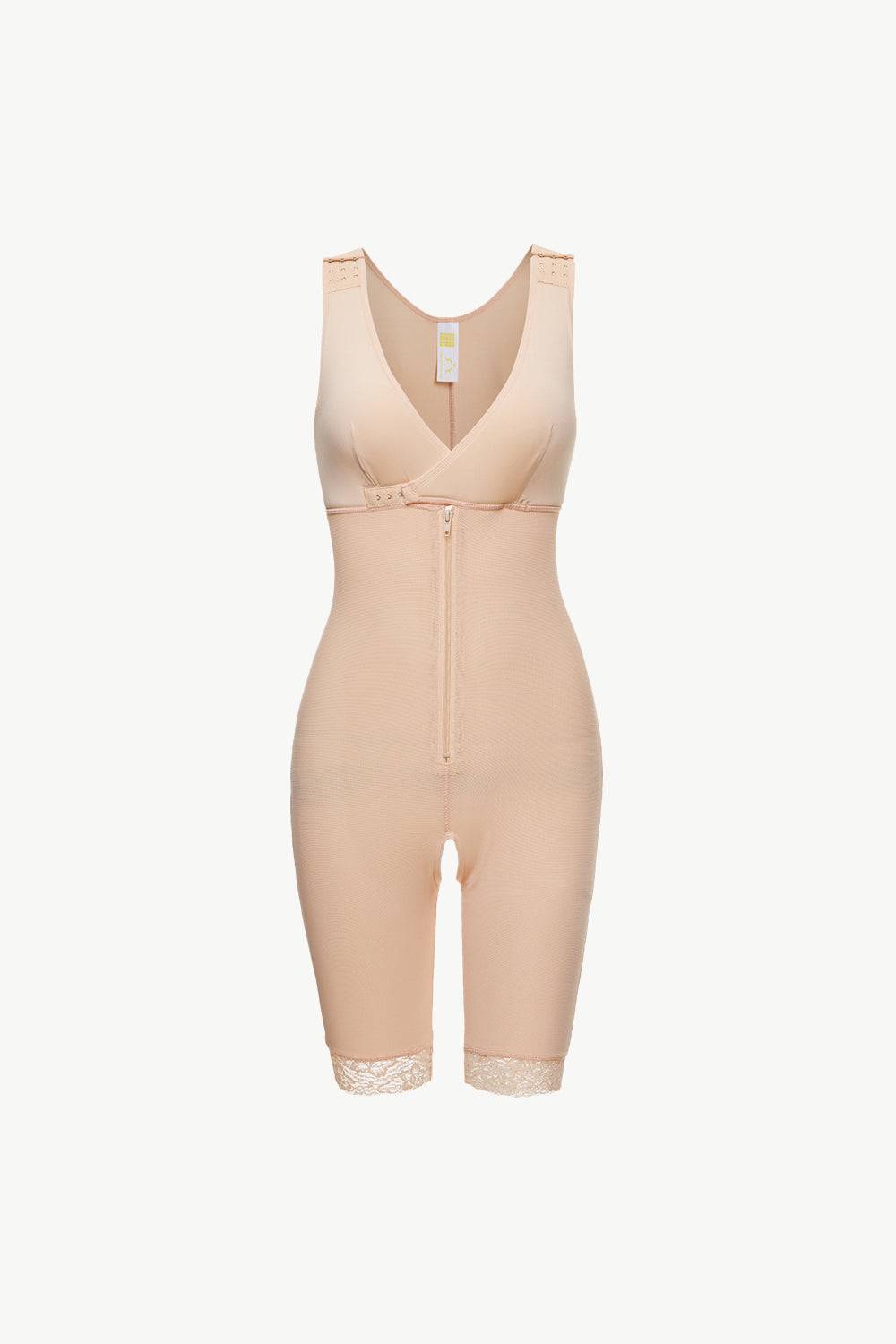 Full Size Lace Trim Shapewear with Zipper - Siennasass