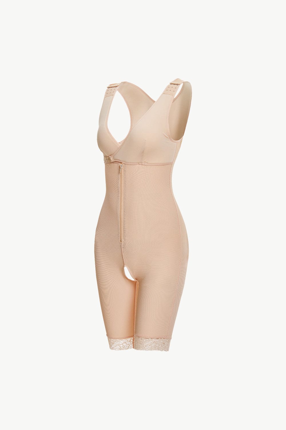 Full Size Lace Trim Shapewear with Zipper - Siennasass