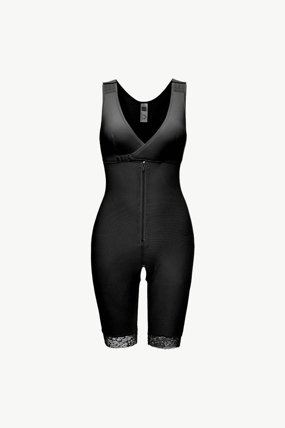Full Size Lace Trim Shapewear with Zipper - Siennasass