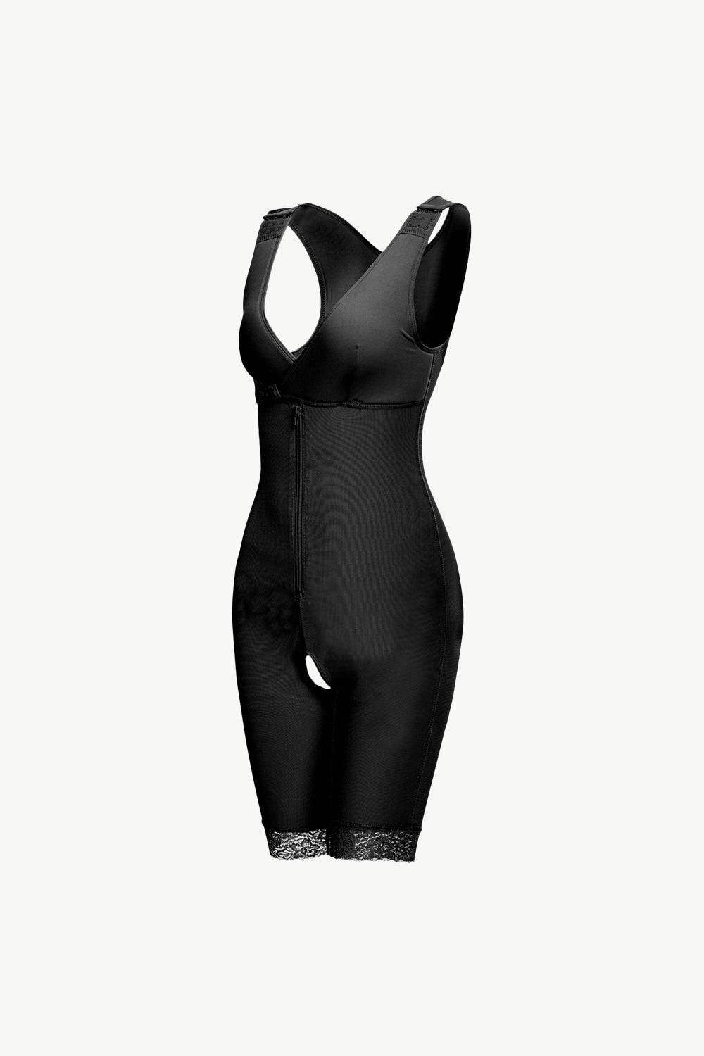 Full Size Lace Trim Shapewear with Zipper - Siennasass