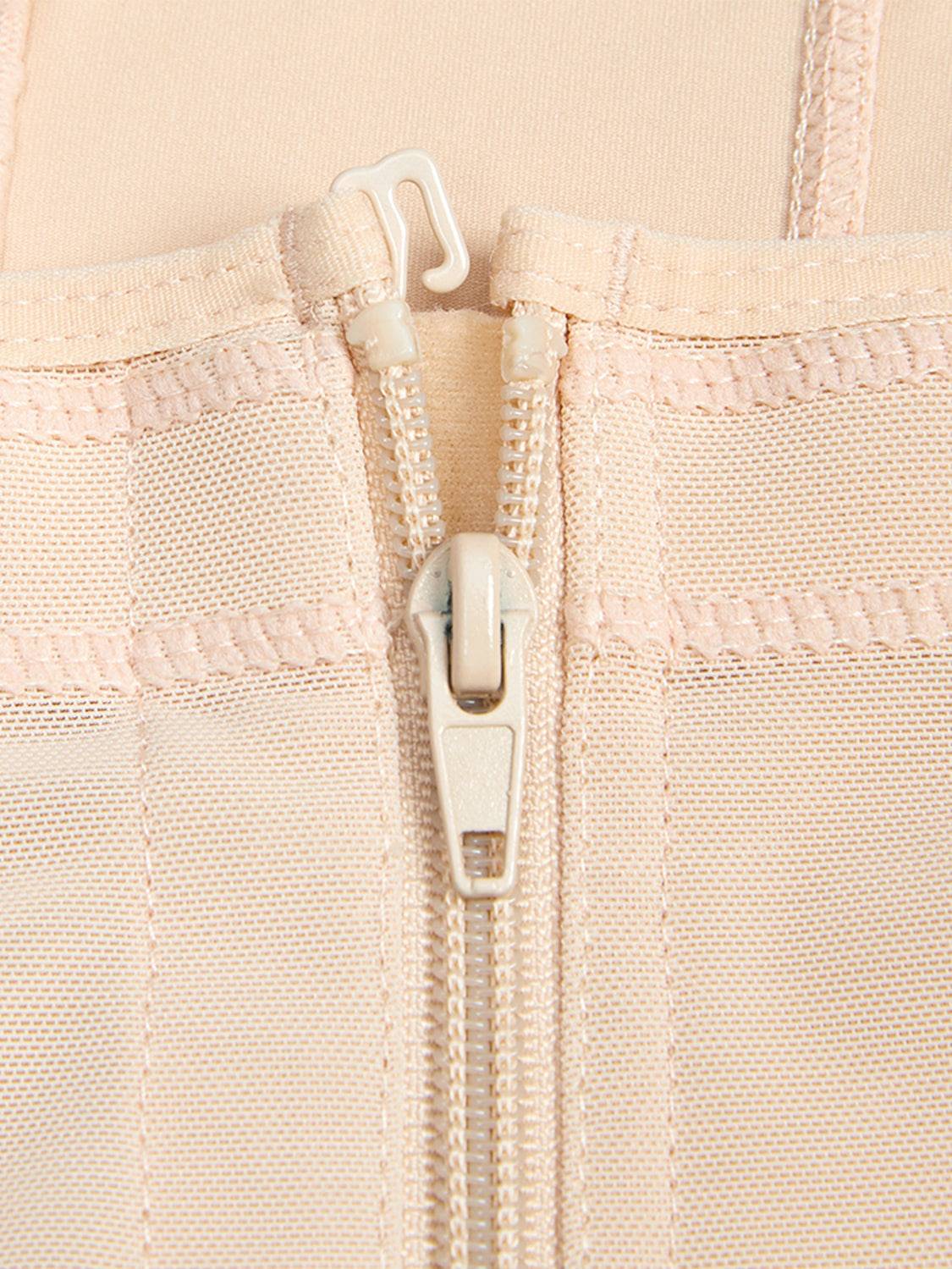 Full Size Zip Up Lace Detail Long Sleeve Shapewear - Siennasass