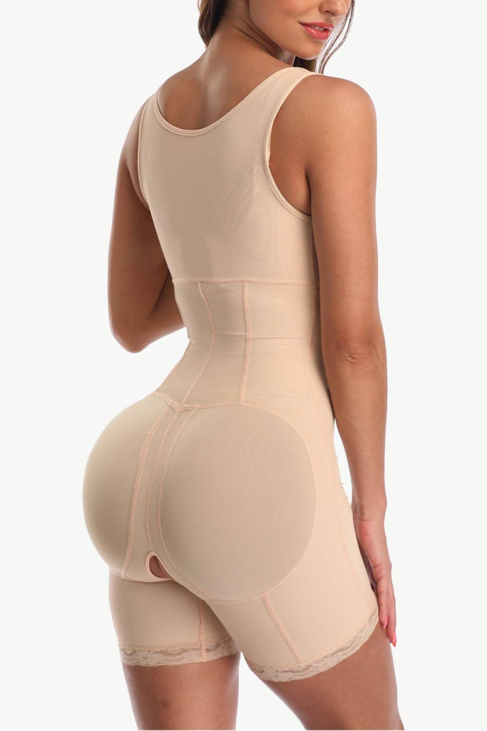 Full Size Zip-Up Lace Detail Shapewear - Siennasass