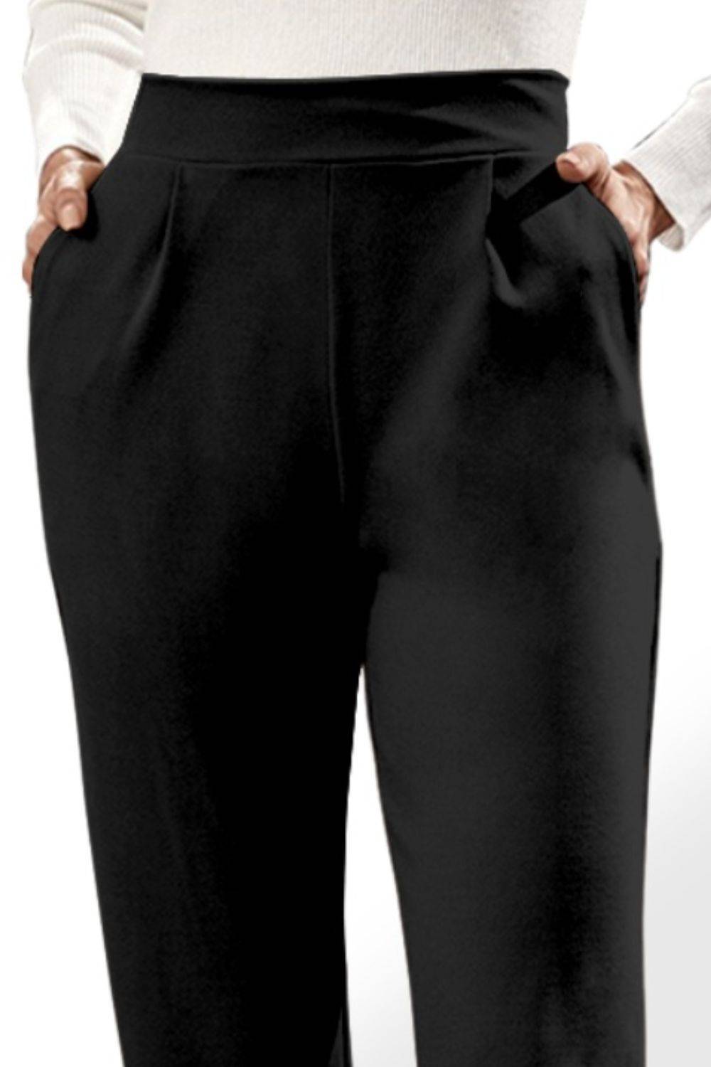 High Waist Straight Pants with Pockets - Siennasass