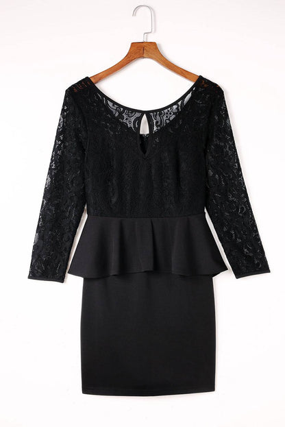 Lace Detail Long Sleeve Mini Dress - Siennasass