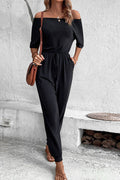 Off-Shoulder Jumpsuit with Pockets - Siennasass