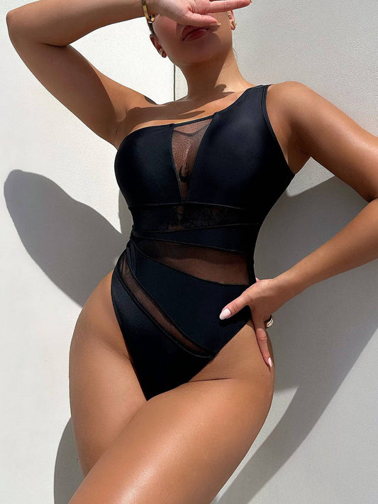 One-Shoulder Sleeveless One-Piece Swimsuit - Siennasass