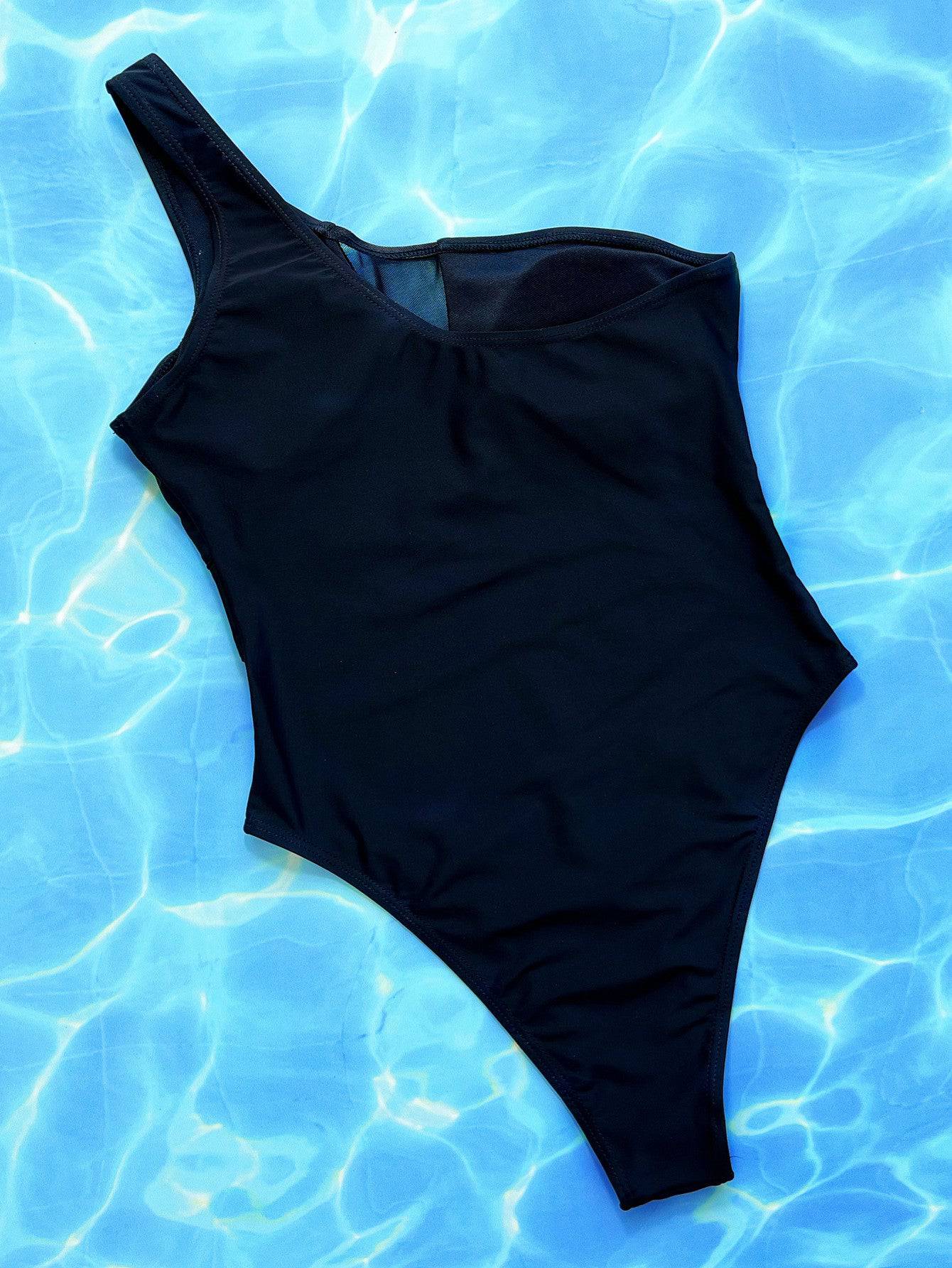 One-Shoulder Sleeveless One-Piece Swimsuit - Siennasass