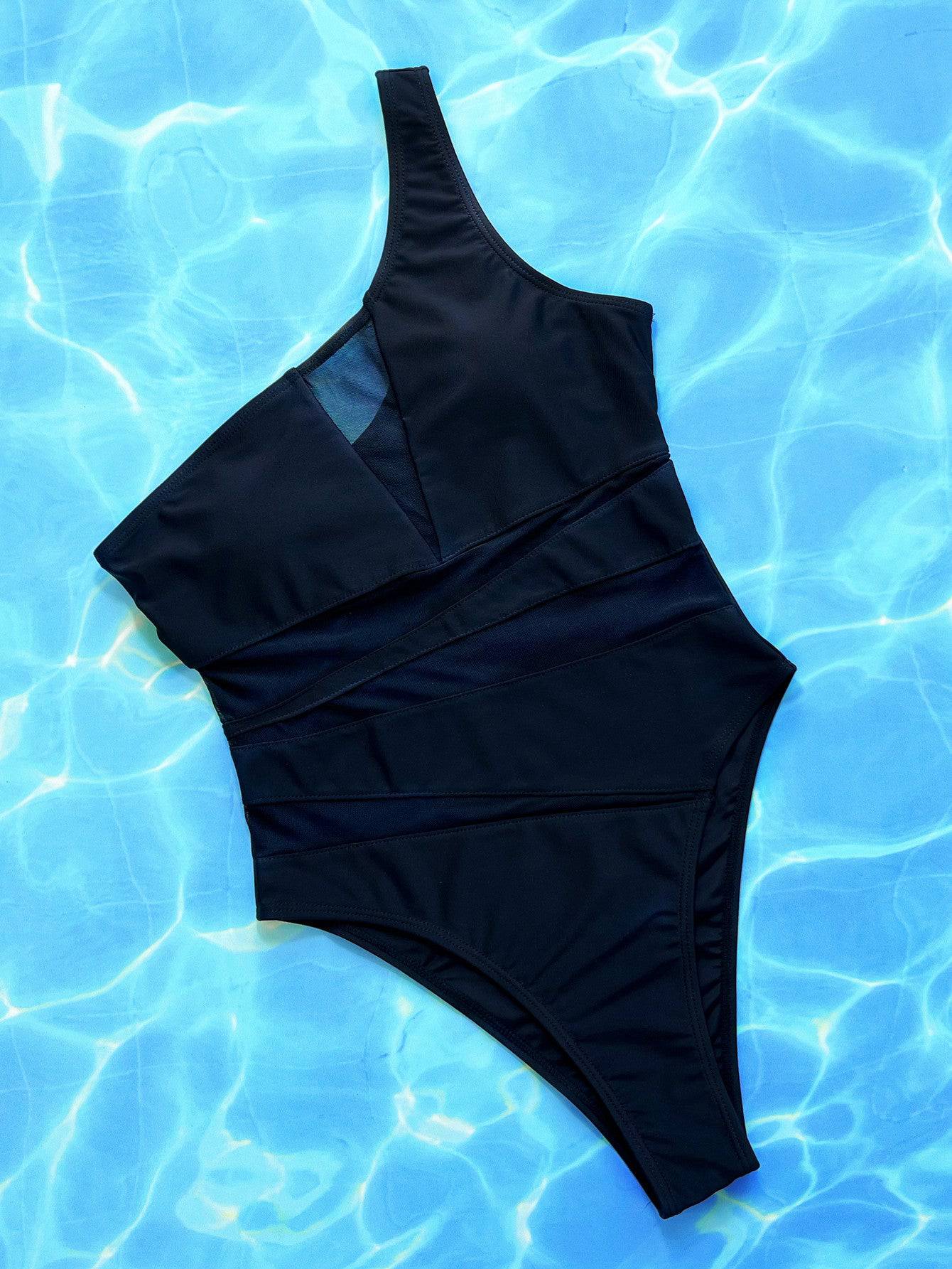 One-Shoulder Sleeveless One-Piece Swimsuit - Siennasass