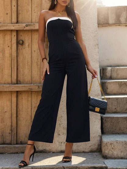 Perfee Tube Sleeveless Wide Leg Jumpsuit