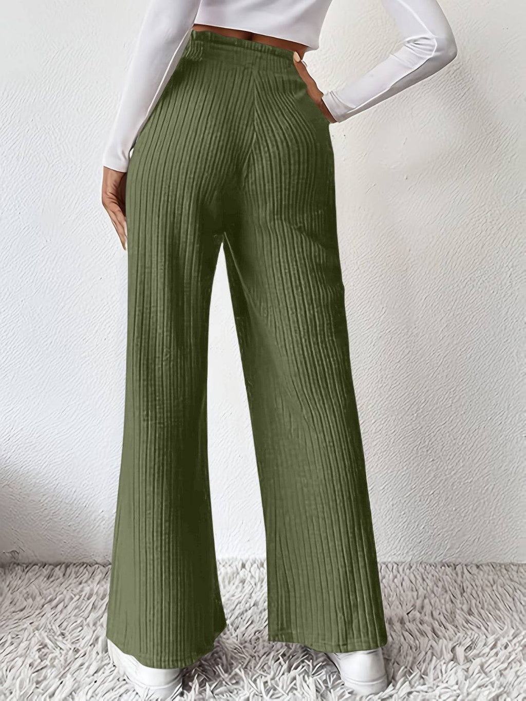 Ribbed High Waist Pants - Siennasass