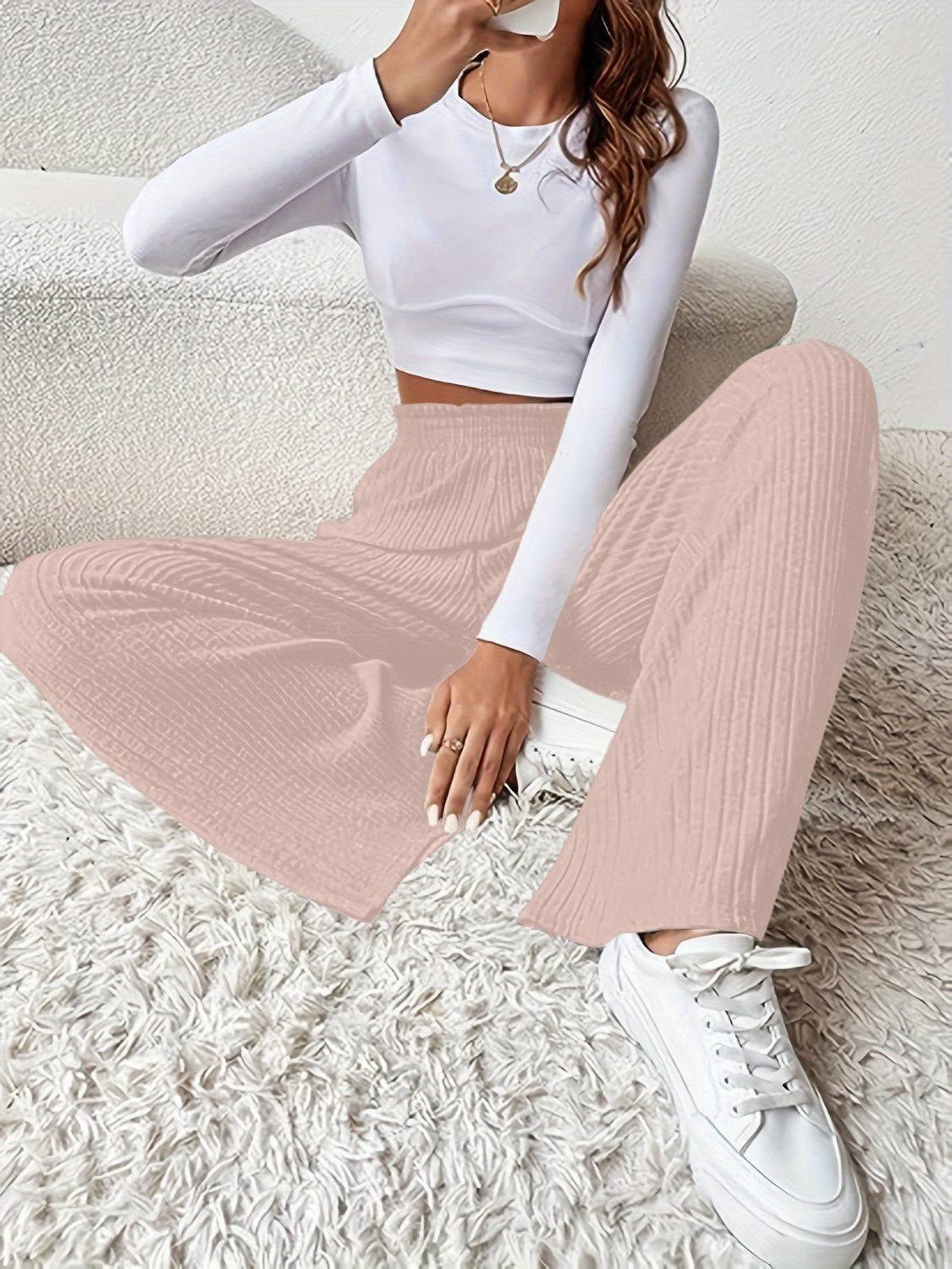 Ribbed High Waist Pants - Siennasass