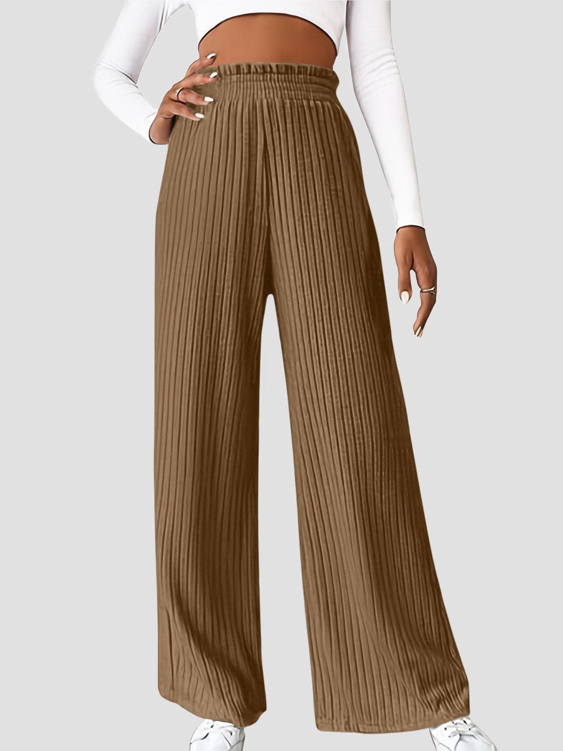 Ribbed High Waist Pants - Siennasass