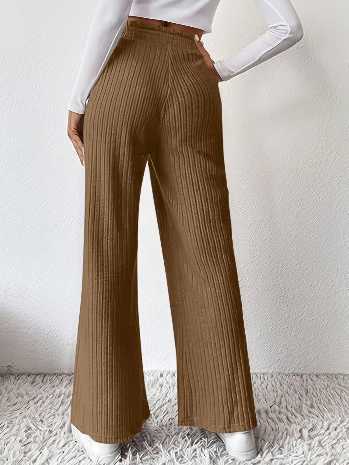 Ribbed High Waist Pants - Siennasass