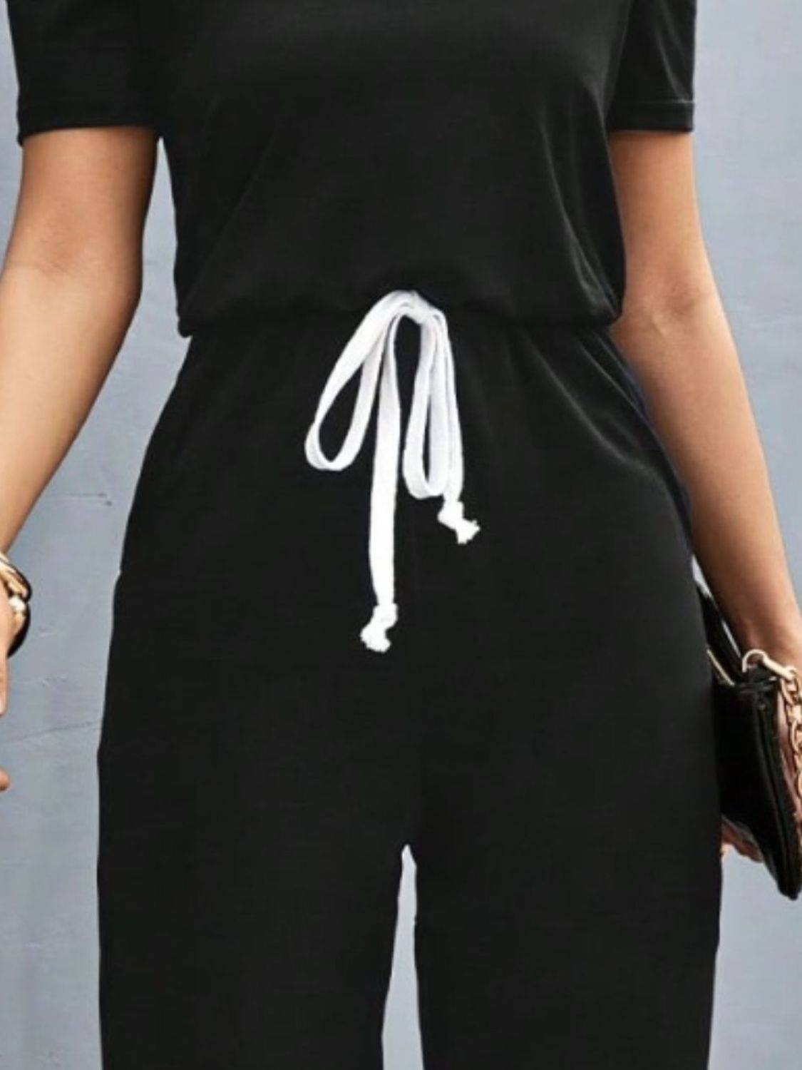 Round Neck Short Sleeve Jumpsuit - Siennasass