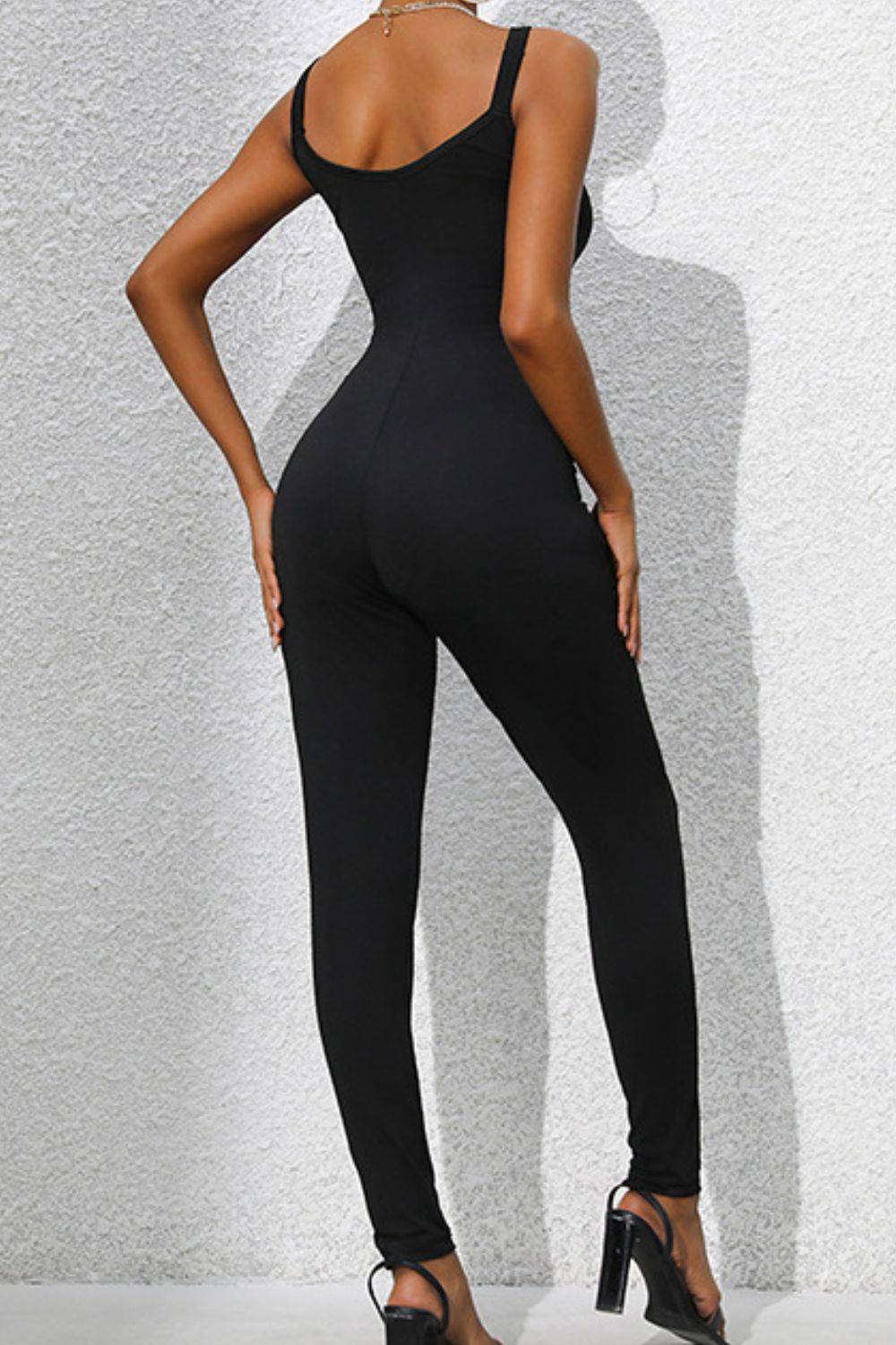 Scoop Neck Wide Strap Skinny Jumpsuit - Siennasass