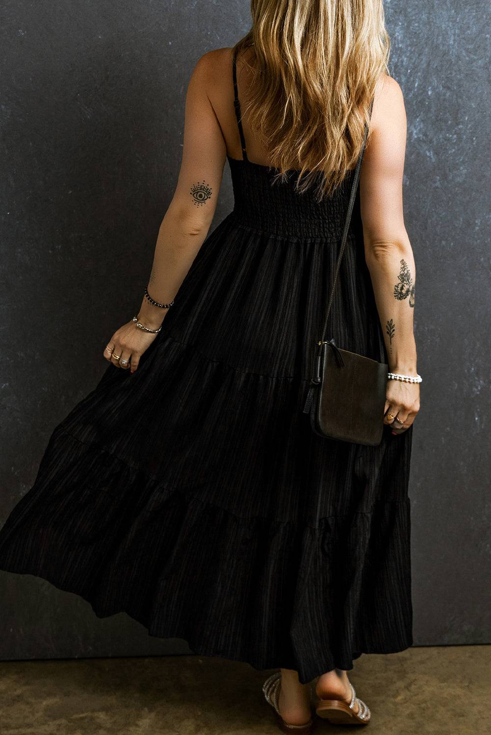 Smocked Tiered Spaghetti Strap Dress - Siennasass