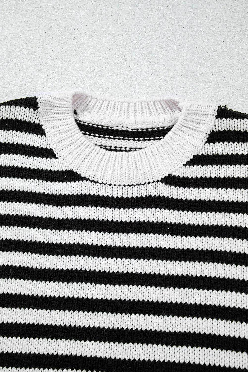 Gestreifter Pullover mit Rundhalsausschnitt und langen Ärmeln