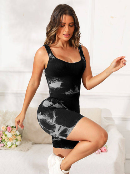 Tie-Dye Wide Strap Active Romper - Siennasass