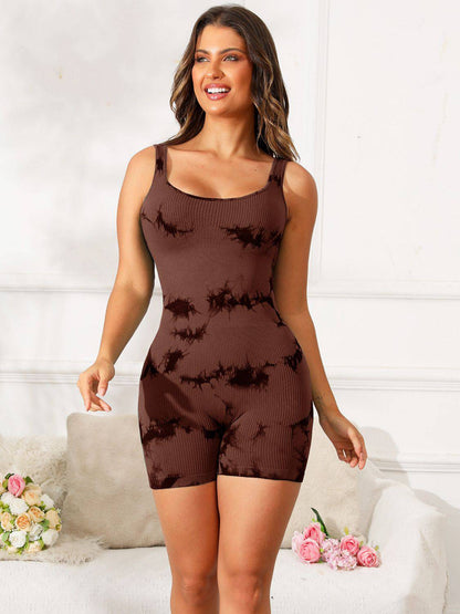 Tie-Dye Wide Strap Active Romper - Siennasass