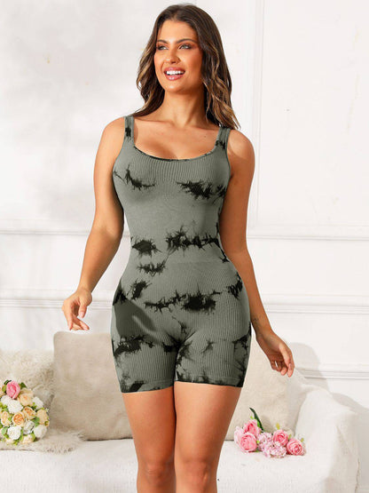 Tie-Dye Wide Strap Active Romper - Siennasass