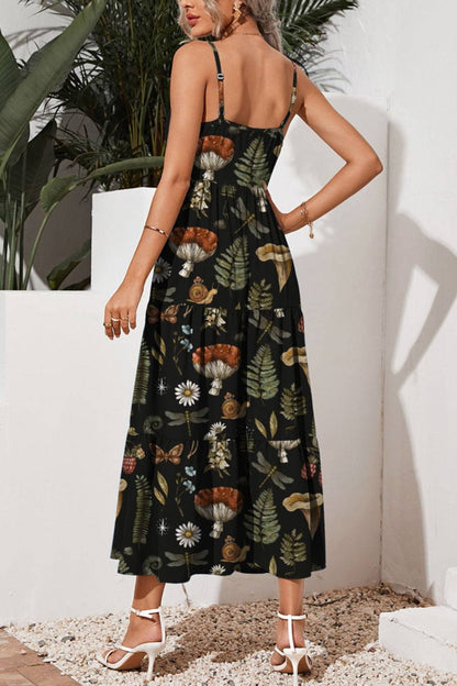 Tiered Printed Square Neck Cami Dress - Siennasass