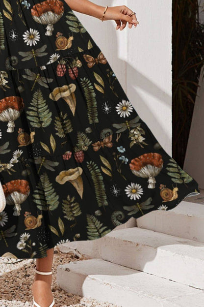 Tiered Printed Square Neck Cami Dress - Siennasass