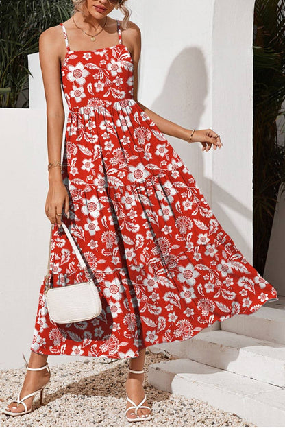 Tiered Printed Square Neck Cami Dress - Siennasass