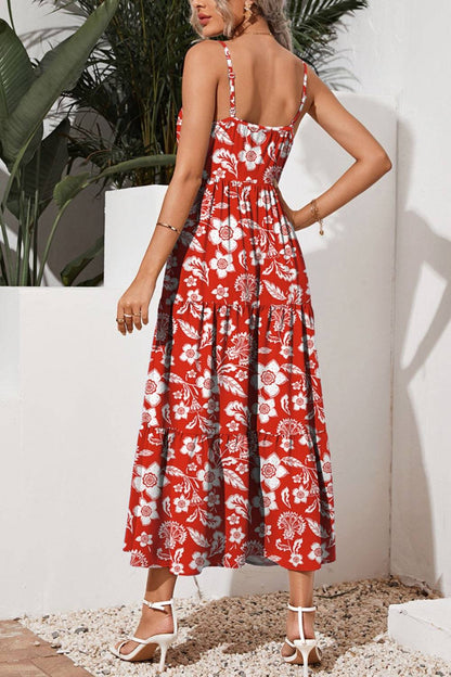 Tiered Printed Square Neck Cami Dress - Siennasass