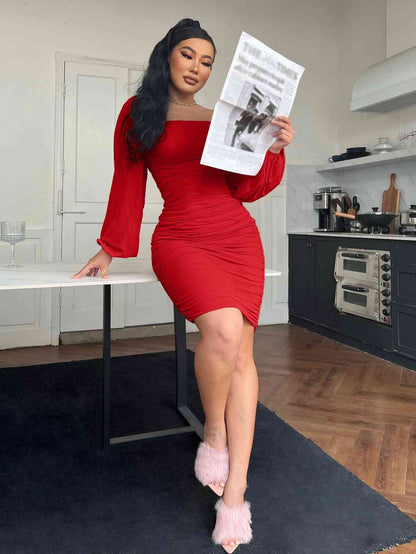 Zip-Back Ruched Bodycon Dress - Siennasass