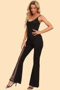 Spliced Mesh Spaghetti Strap Jumpsuit - Siennasass