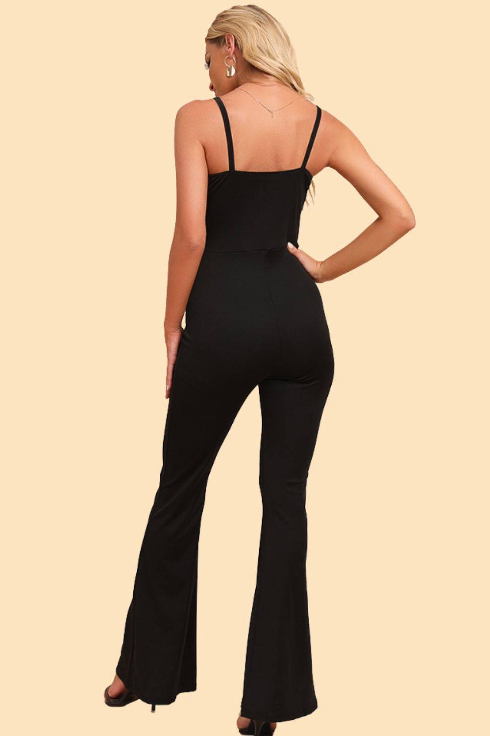 Spliced Mesh Spaghetti Strap Jumpsuit - Siennasass