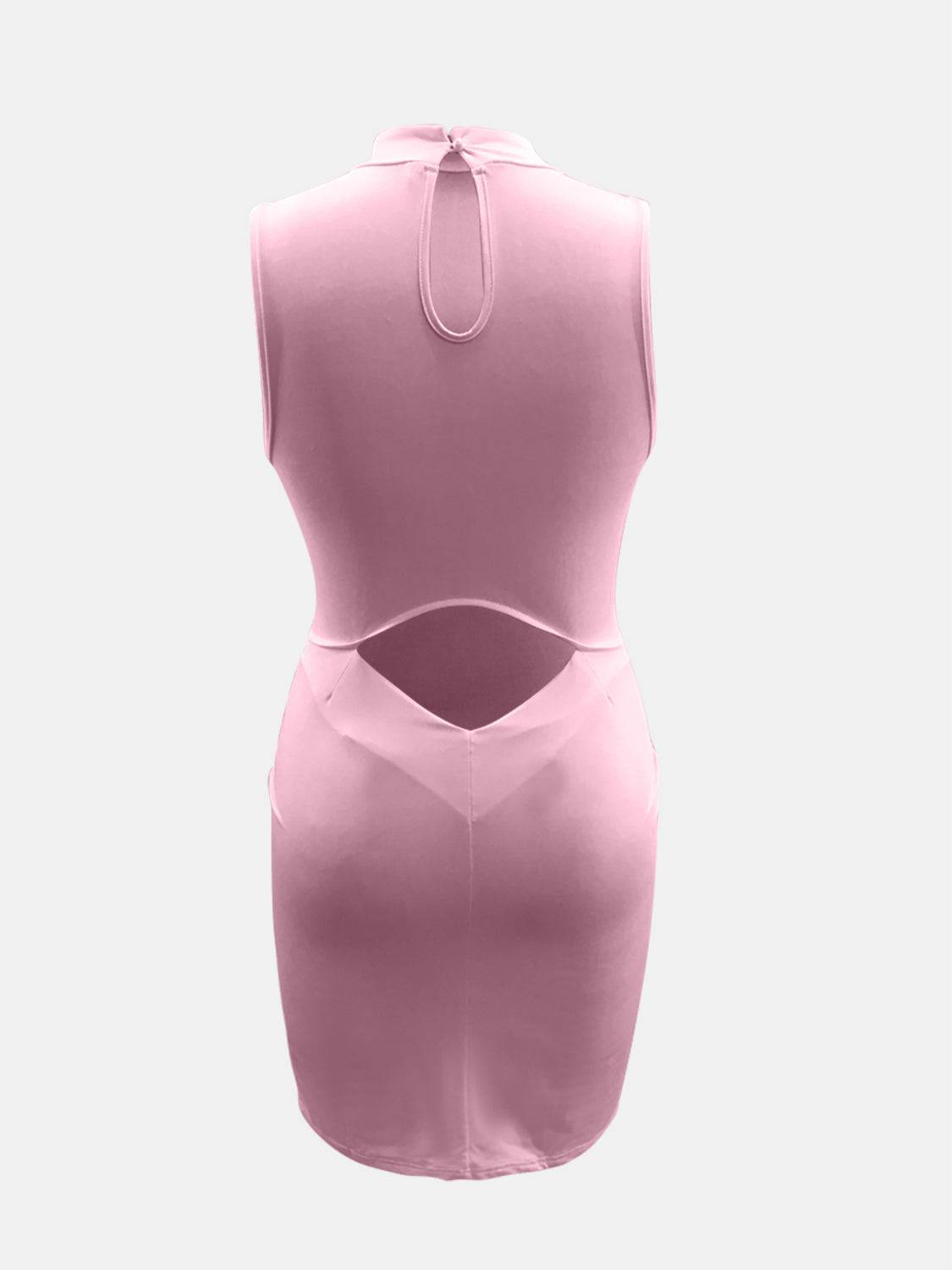 Cutout Mock Neck Sleeveless Dress - Siennasass