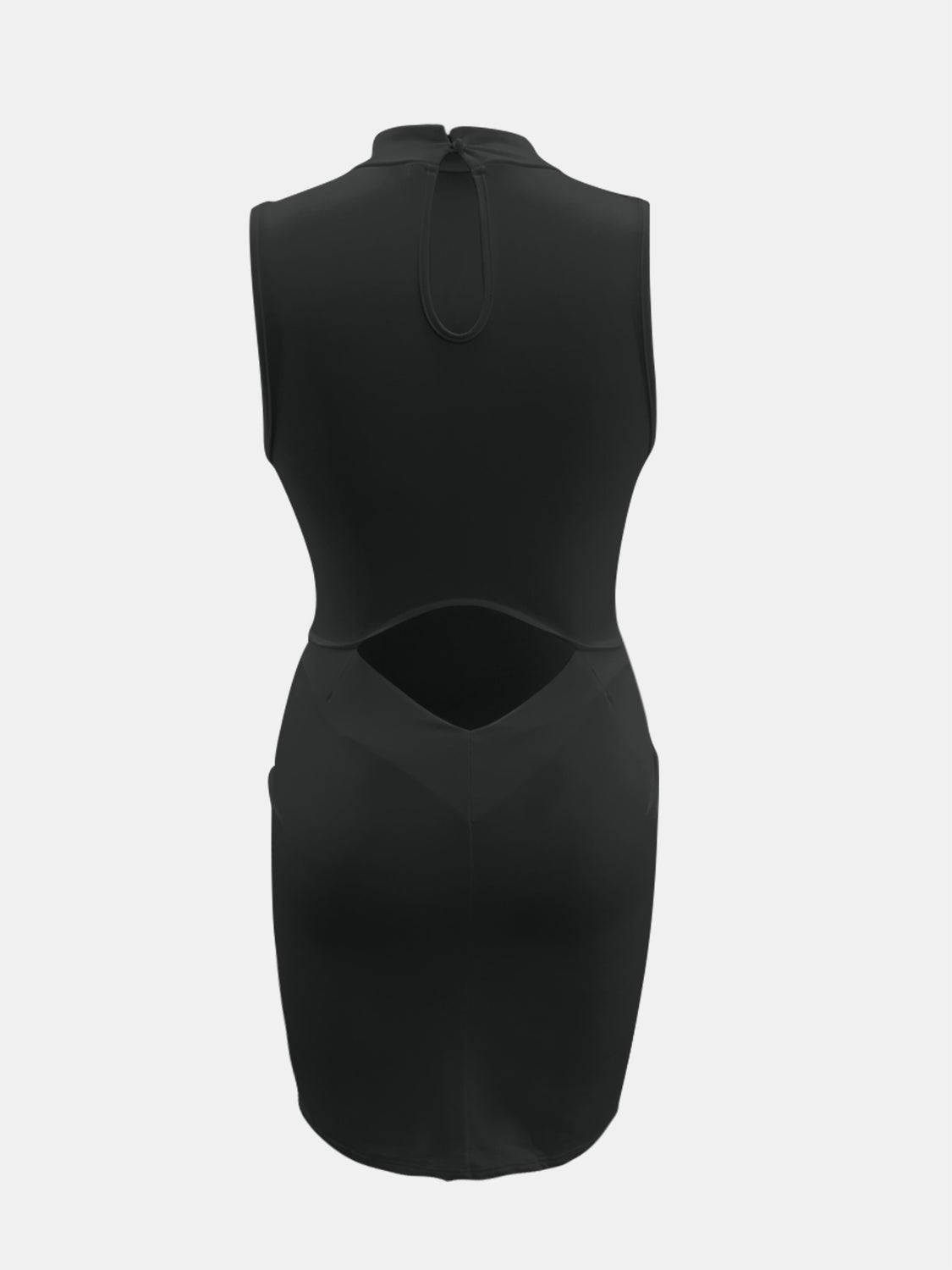 Cutout Mock Neck Sleeveless Dress - Siennasass