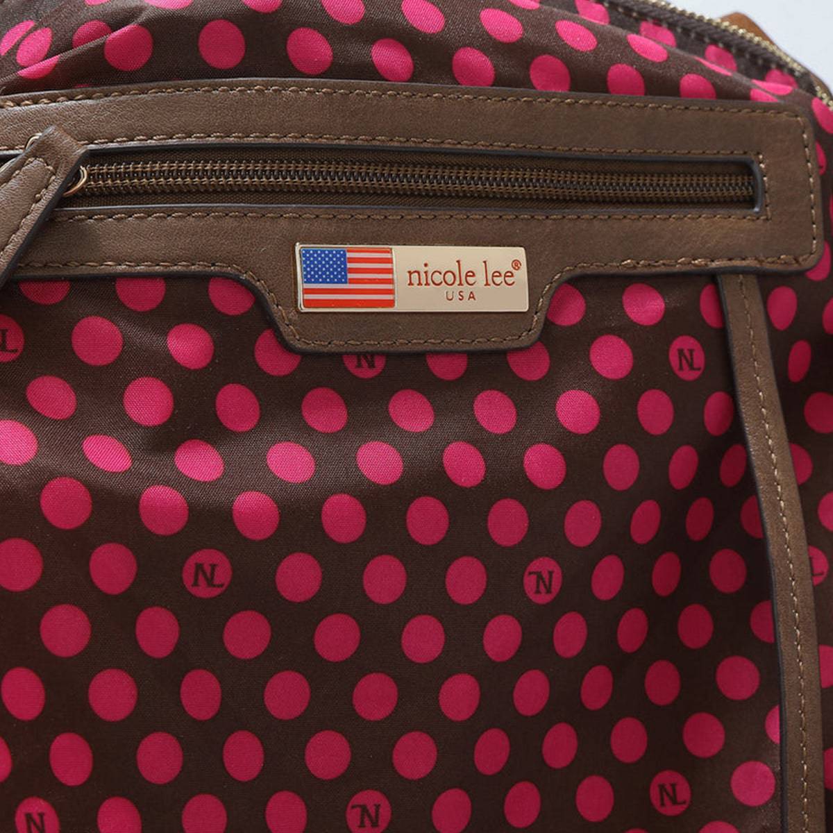 Nicole Lee USA Tragetasche mit Metallic-Nähten, Stickerei und Strass-Intarsien