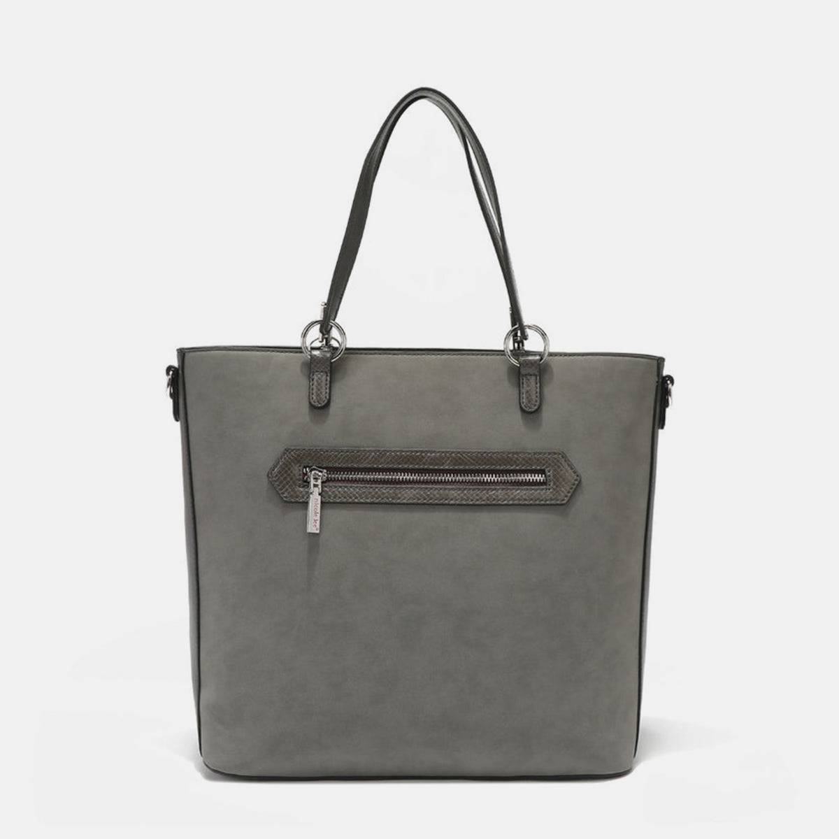 Nicole Lee USA Tragetasche mit Metallic-Nähten, Stickerei und Strass-Intarsien