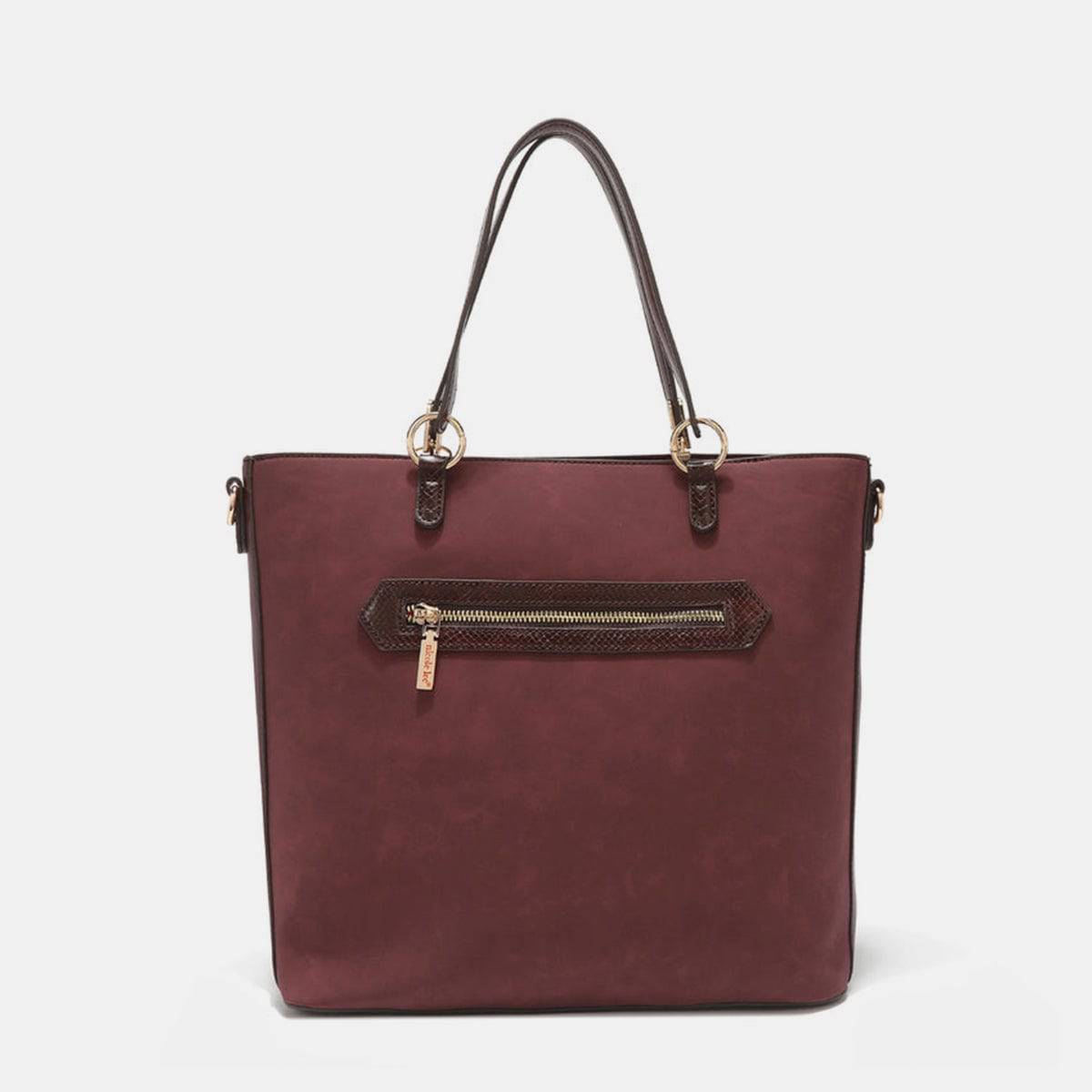 Nicole Lee USA Tragetasche mit Metallic-Nähten, Stickerei und Strass-Intarsien