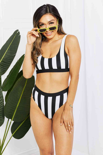 Striped Tank High Waist Bikini - Siennasass