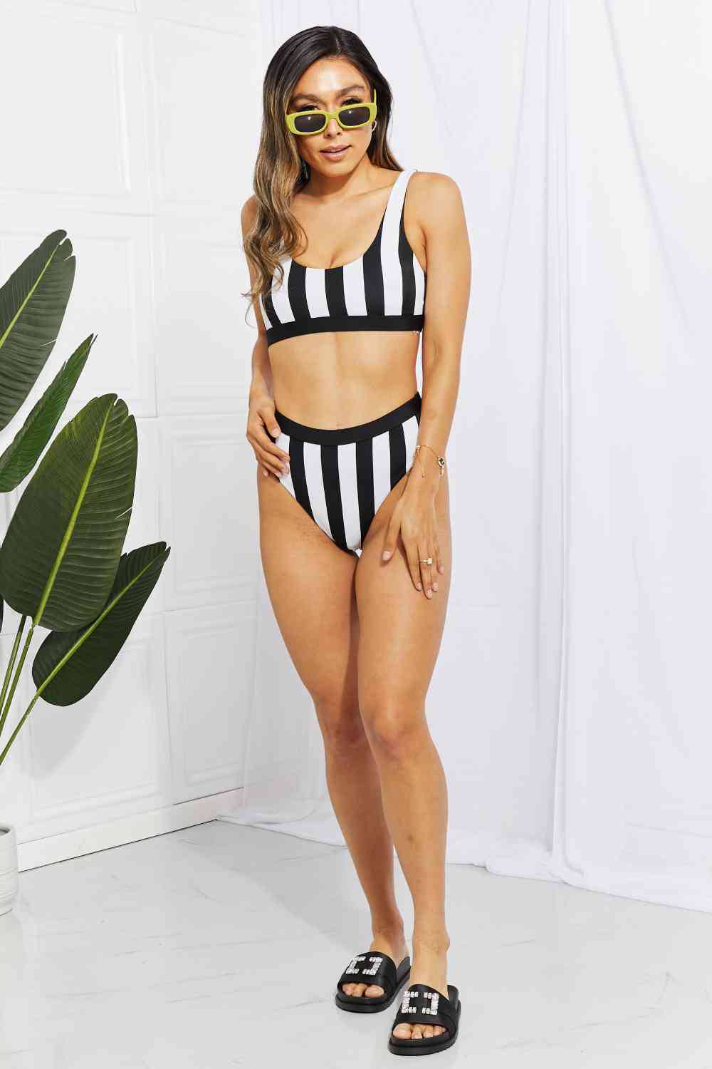 Striped Tank High Waist Bikini - Siennasass