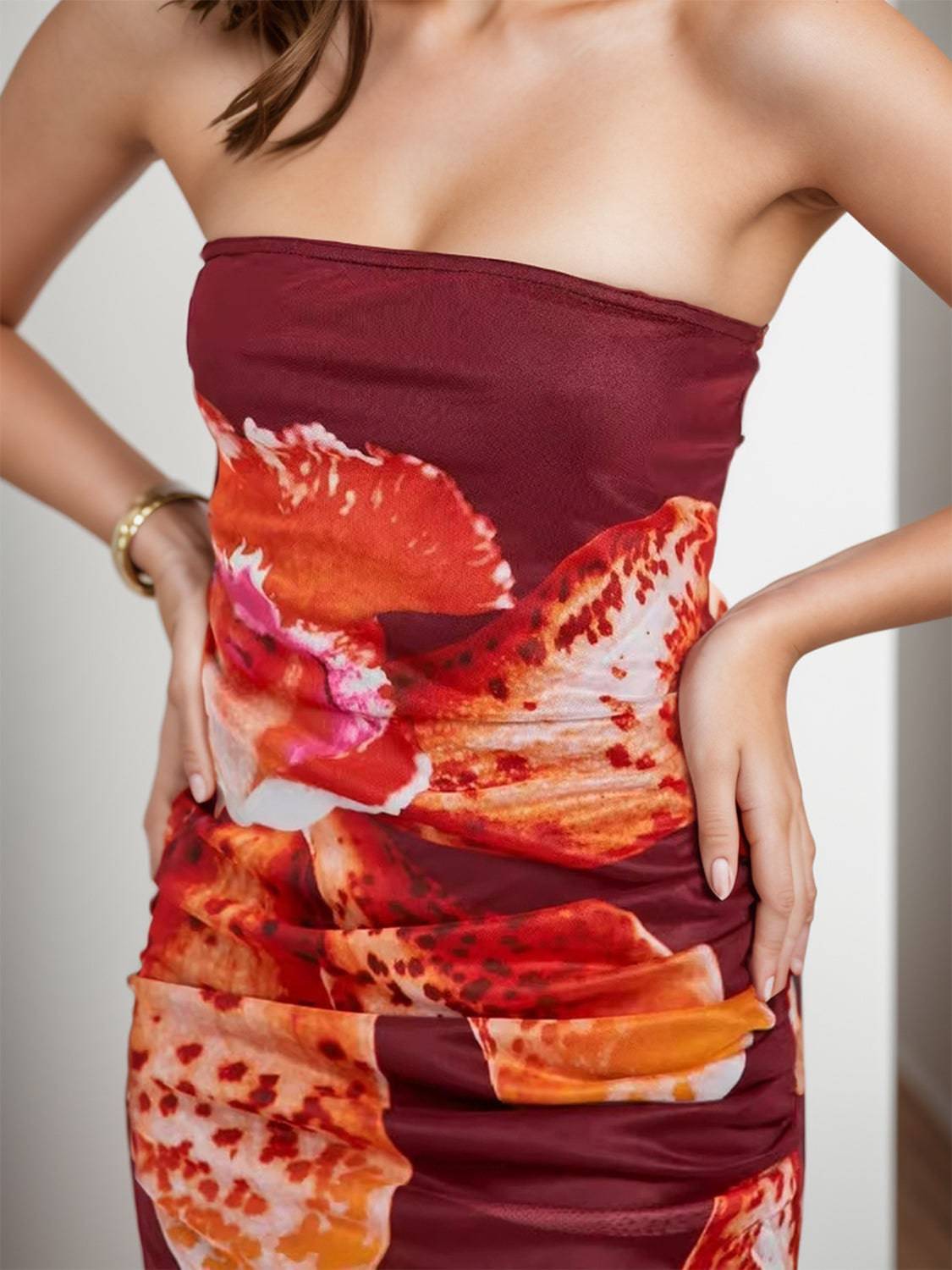 Printed Tube Sleeveless Maxi Dress - Siennasass