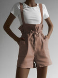 Drawstring Wide Strap Overalls with Pockets - Siennasass