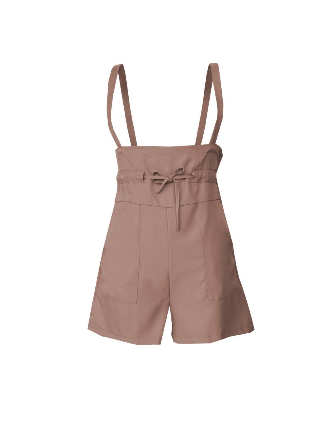 Drawstring Wide Strap Overalls with Pockets - Siennasass