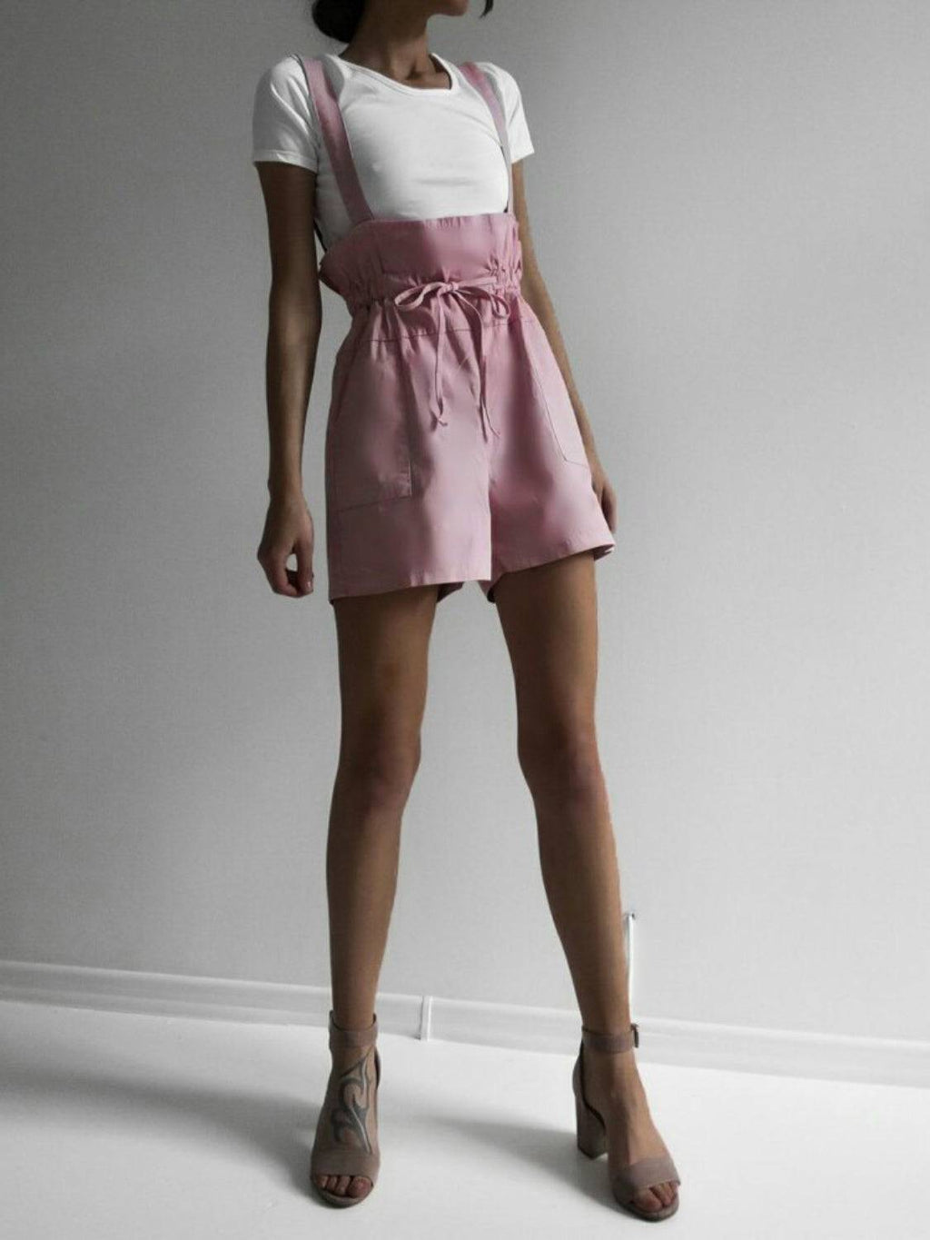 Drawstring Wide Strap Overalls with Pockets - Siennasass