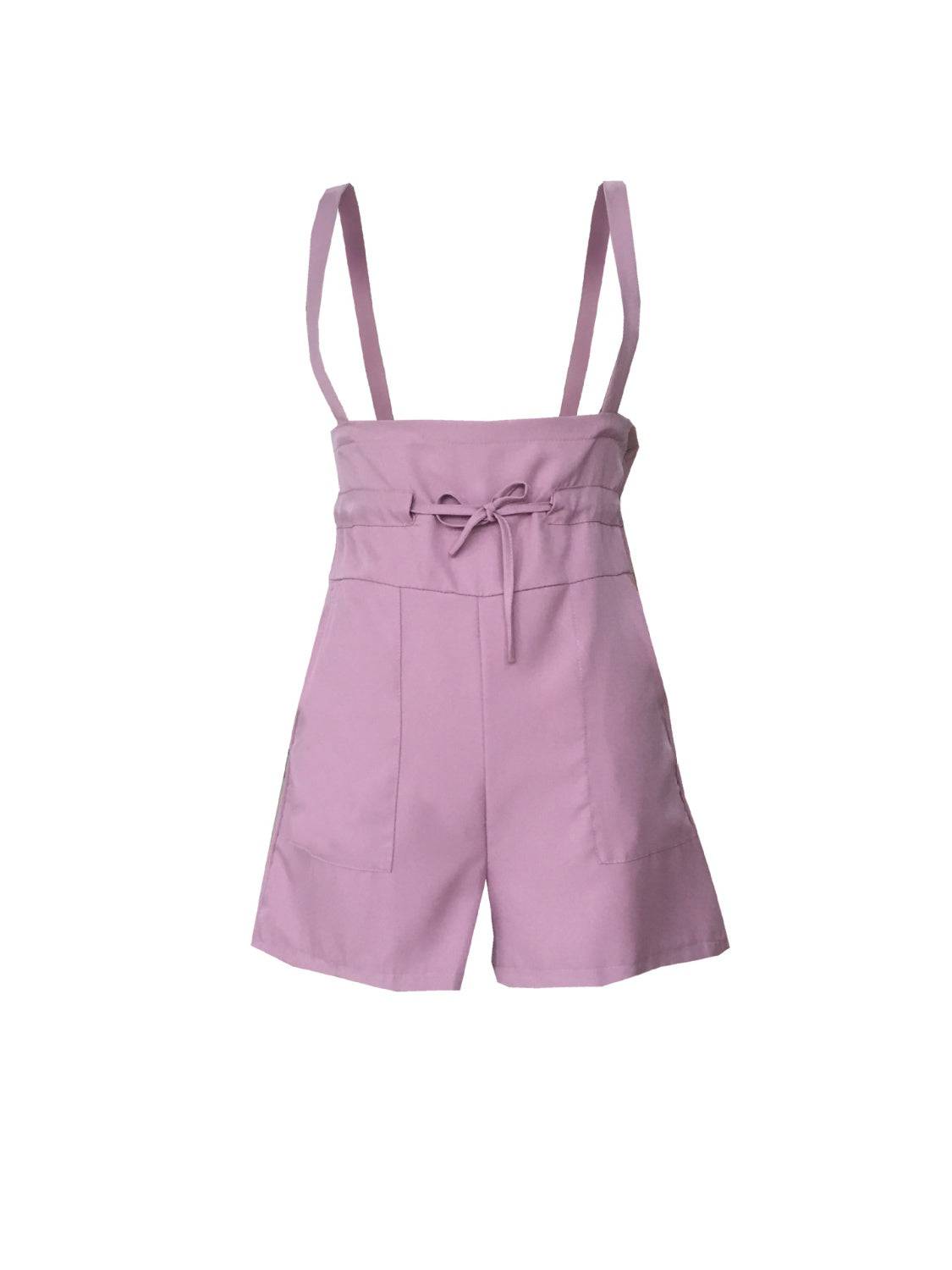 Drawstring Wide Strap Overalls with Pockets - Siennasass