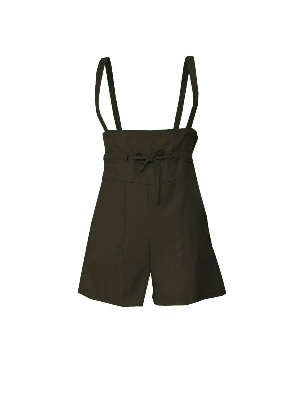 Drawstring Wide Strap Overalls with Pockets - Siennasass