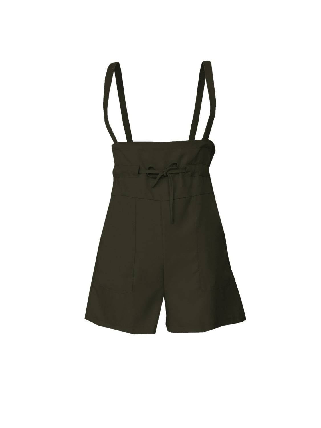 Drawstring Wide Strap Overalls with Pockets - Siennasass