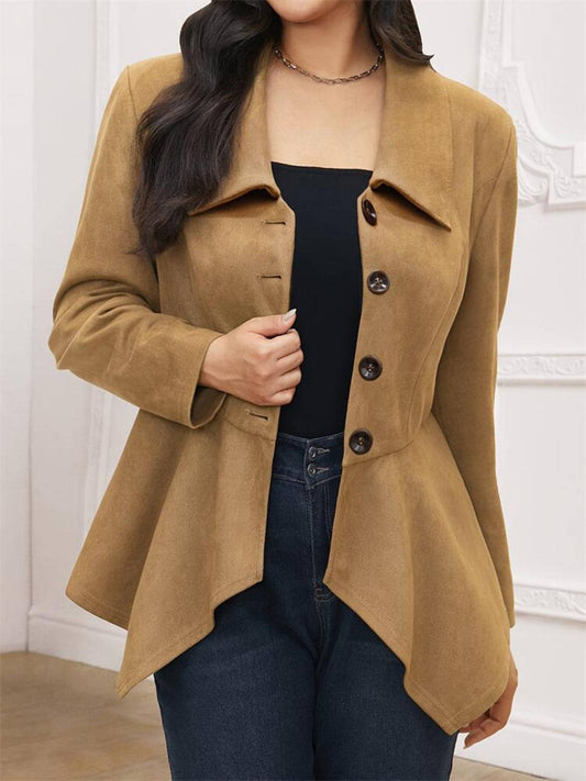 Jacke mit Taschentuchsaum und Knopfleiste