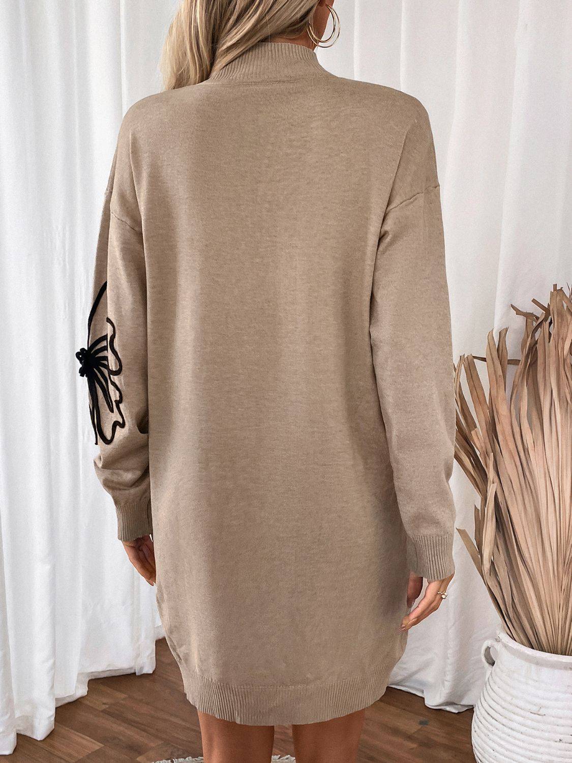 Perfee – Langärmliges Pulloverkleid mit Stehkragen und Blumenmuster