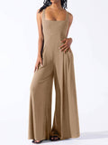 Square Neck Wide Strap Jumpsuit - Siennasass