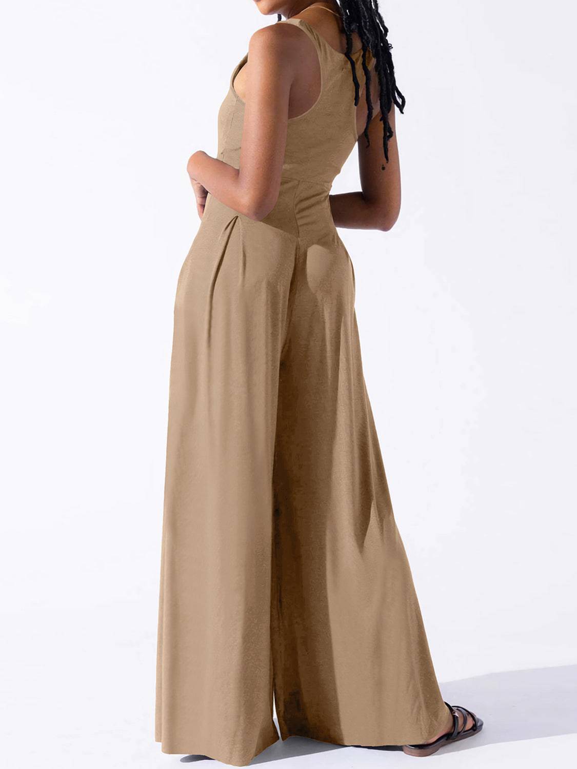 Square Neck Wide Strap Jumpsuit - Siennasass